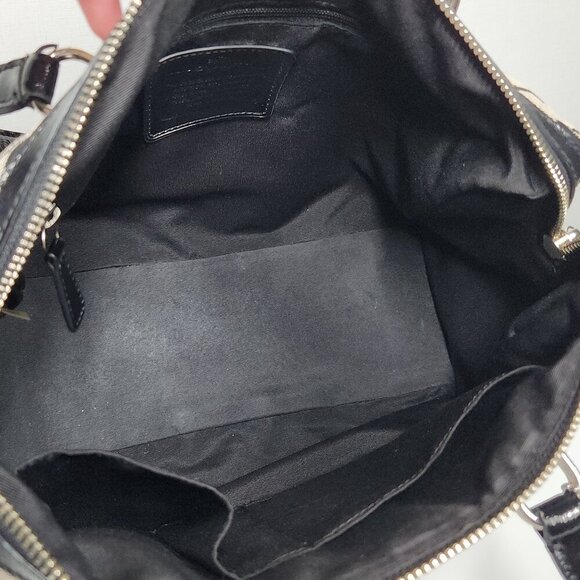 Coach Jacquard Pattern Shoulder Handbag Black/Gray Canvas - Picture 8 of 16